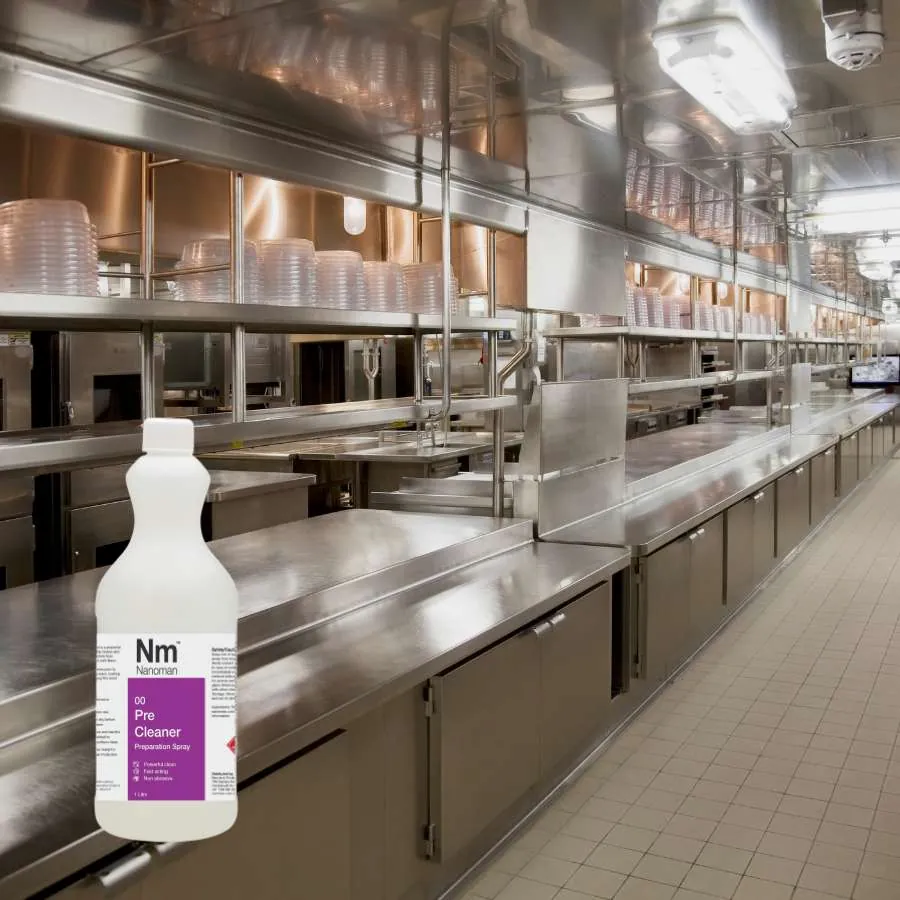 Pre Cleaner 1 L in a commercial kitchen with stainless steel benches