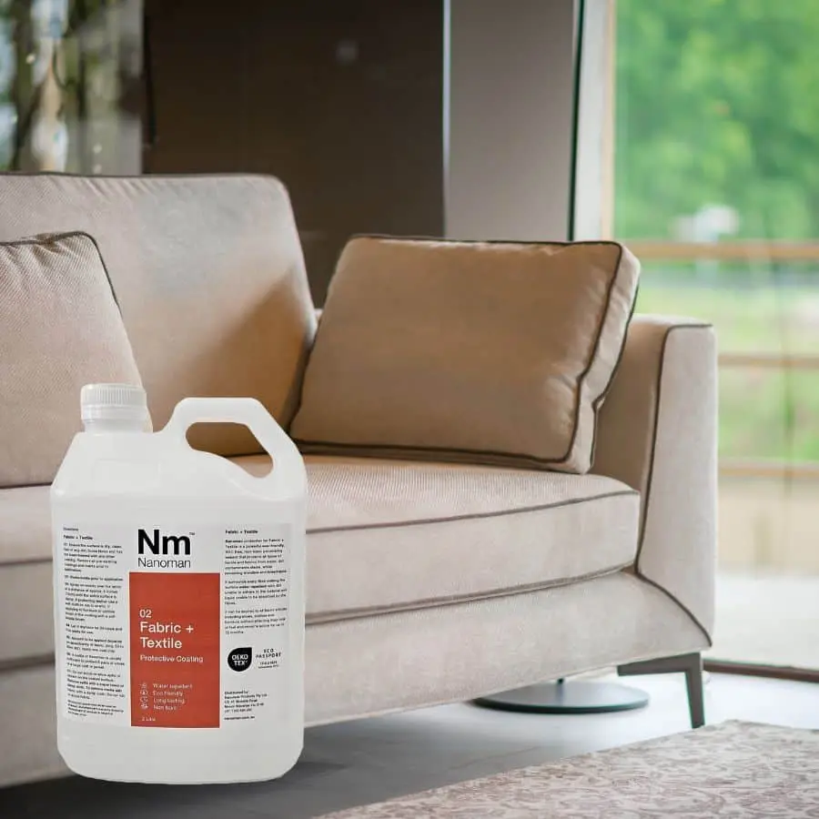 Fabric Waterproofing Spray beside a couch