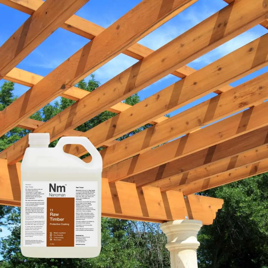 Timber Sealant can under a timber pergola