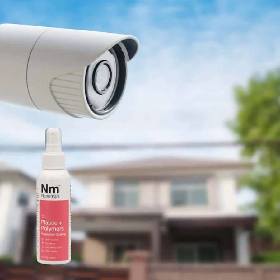 Plastics Coating 125 ml below an outdoor security camera
