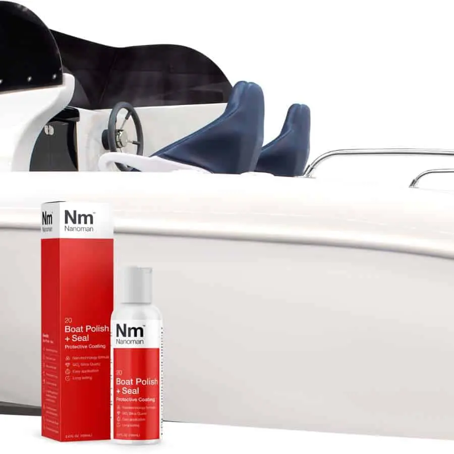 Boat Polish + Seal by a white boat