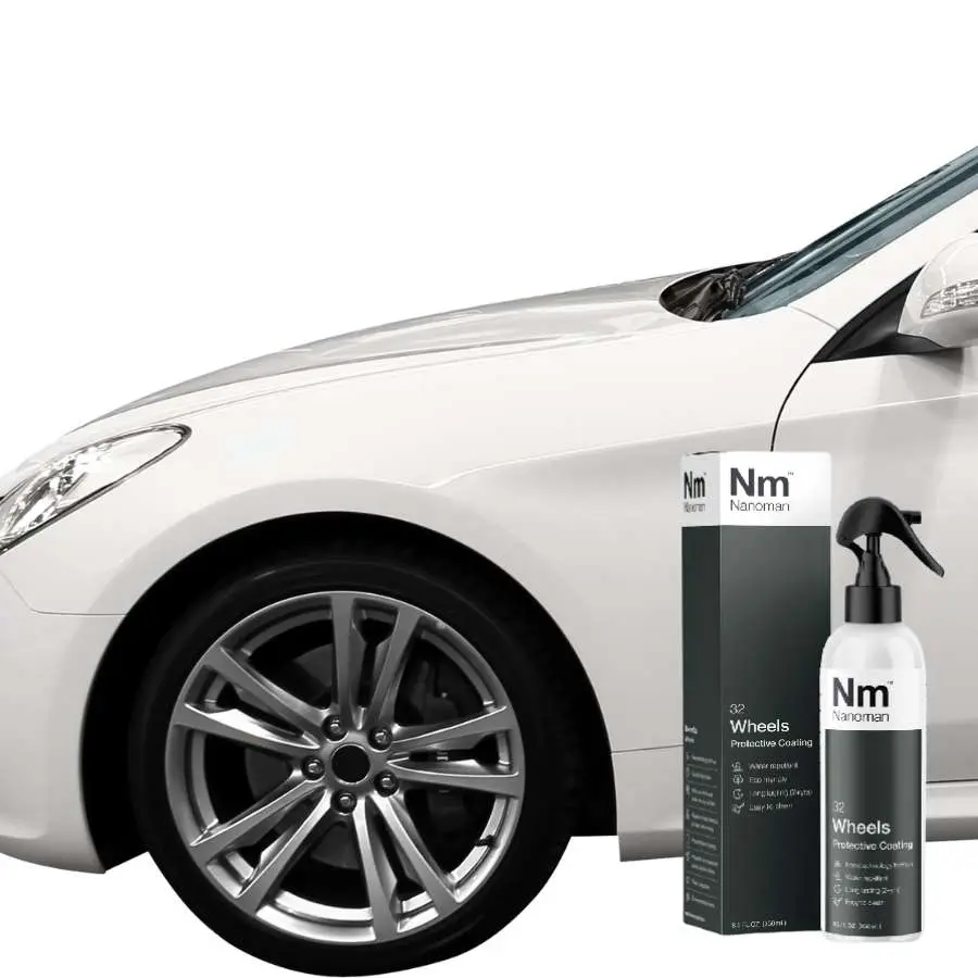Wheels Coating Kit by a white car