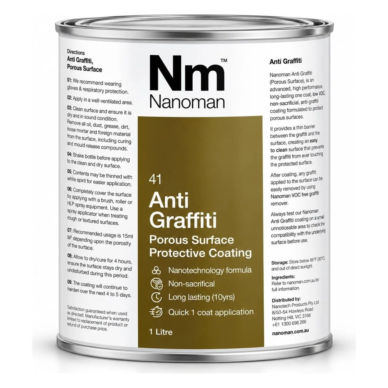 Anti-Graffiti Coating for Porous Surfaces 1 L tin