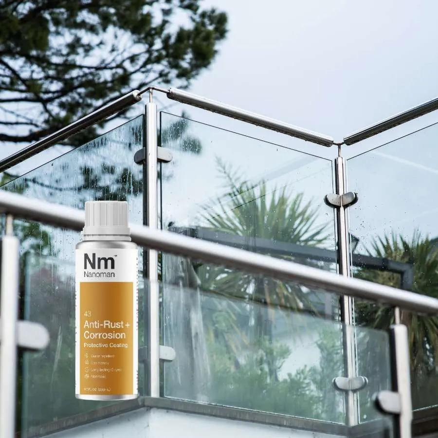 Anti-Rust + Corrosion beside a stainless steel and glass balustrade