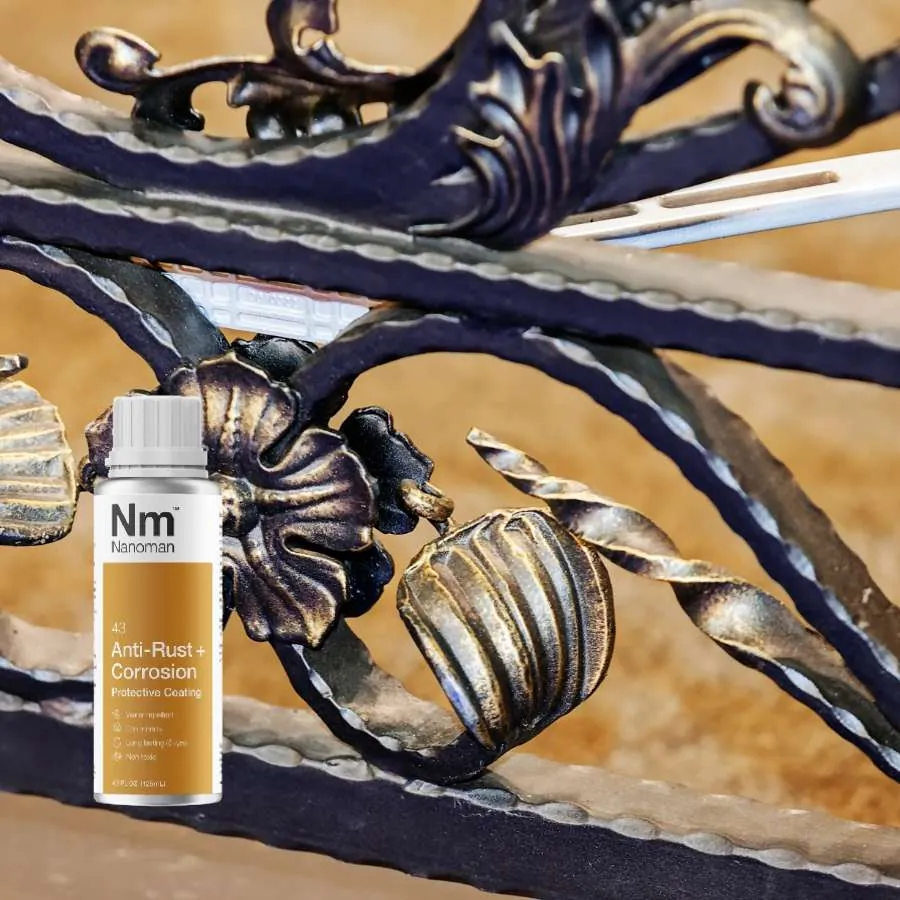 Anti-Rust + Corrosion in front of ornamental wrought iron